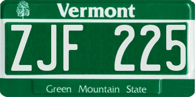 VT license plate ZJF225