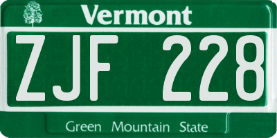 VT license plate ZJF228