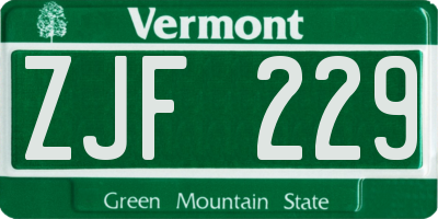 VT license plate ZJF229