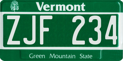 VT license plate ZJF234