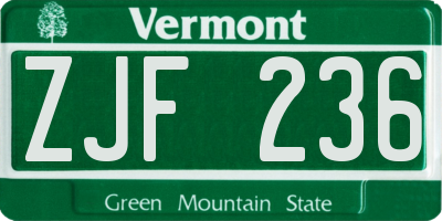 VT license plate ZJF236