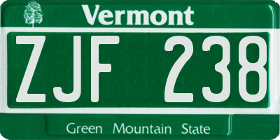 VT license plate ZJF238
