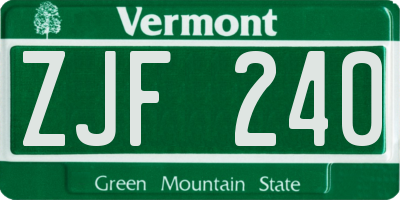 VT license plate ZJF240