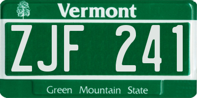 VT license plate ZJF241