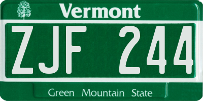 VT license plate ZJF244