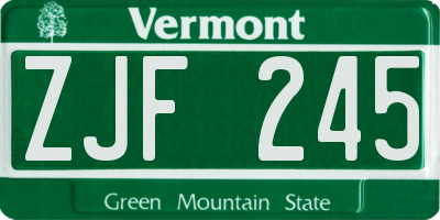 VT license plate ZJF245