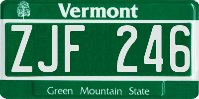 VT license plate ZJF246