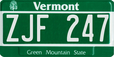 VT license plate ZJF247