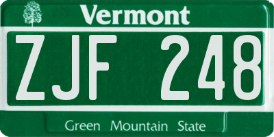 VT license plate ZJF248