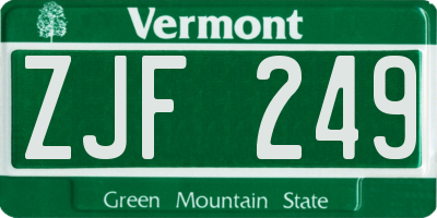 VT license plate ZJF249