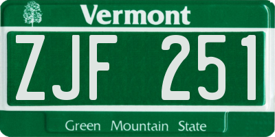 VT license plate ZJF251