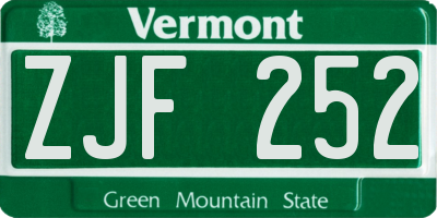 VT license plate ZJF252
