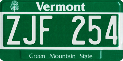 VT license plate ZJF254