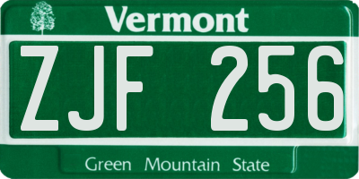 VT license plate ZJF256