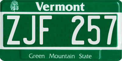 VT license plate ZJF257