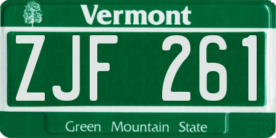 VT license plate ZJF261