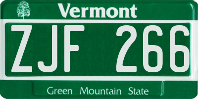 VT license plate ZJF266