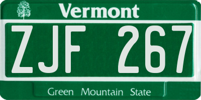 VT license plate ZJF267