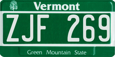 VT license plate ZJF269