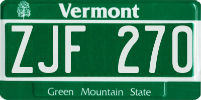 VT license plate ZJF270