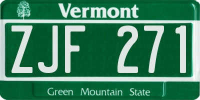 VT license plate ZJF271