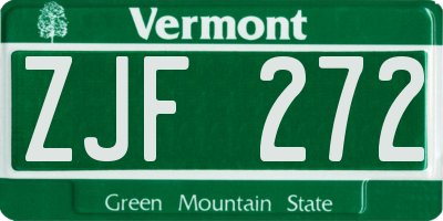 VT license plate ZJF272