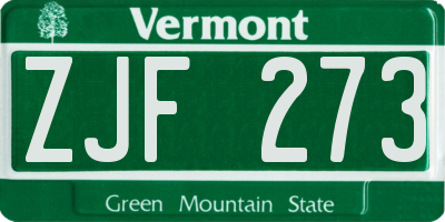 VT license plate ZJF273