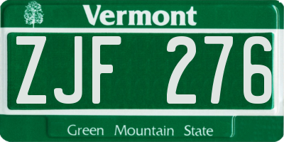 VT license plate ZJF276