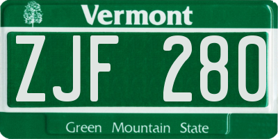 VT license plate ZJF280