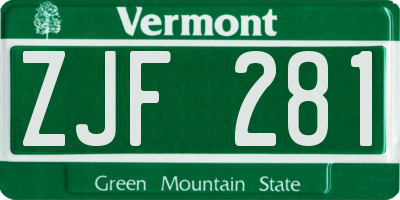 VT license plate ZJF281