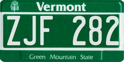 VT license plate ZJF282
