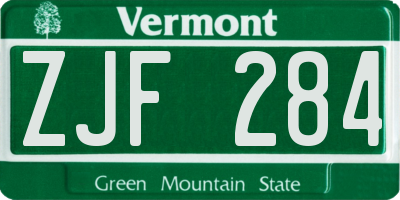 VT license plate ZJF284