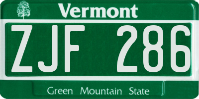 VT license plate ZJF286