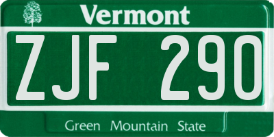 VT license plate ZJF290