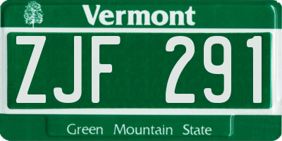 VT license plate ZJF291