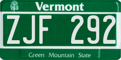 VT license plate ZJF292