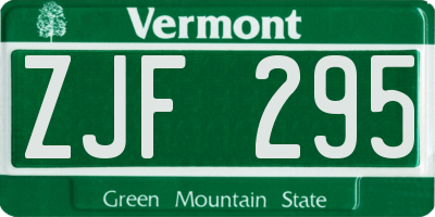 VT license plate ZJF295