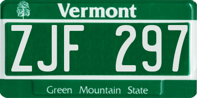 VT license plate ZJF297