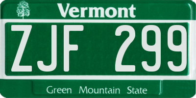 VT license plate ZJF299