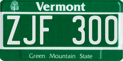 VT license plate ZJF300