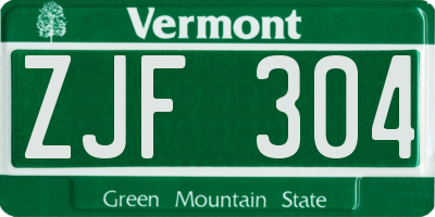 VT license plate ZJF304