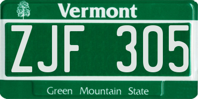 VT license plate ZJF305