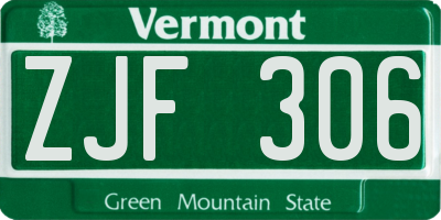 VT license plate ZJF306