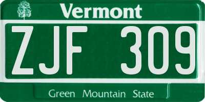 VT license plate ZJF309