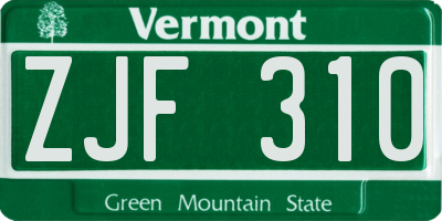 VT license plate ZJF310