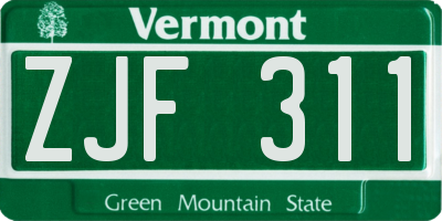 VT license plate ZJF311