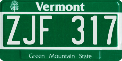 VT license plate ZJF317