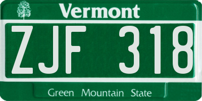 VT license plate ZJF318