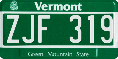 VT license plate ZJF319