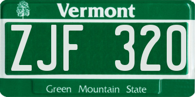 VT license plate ZJF320